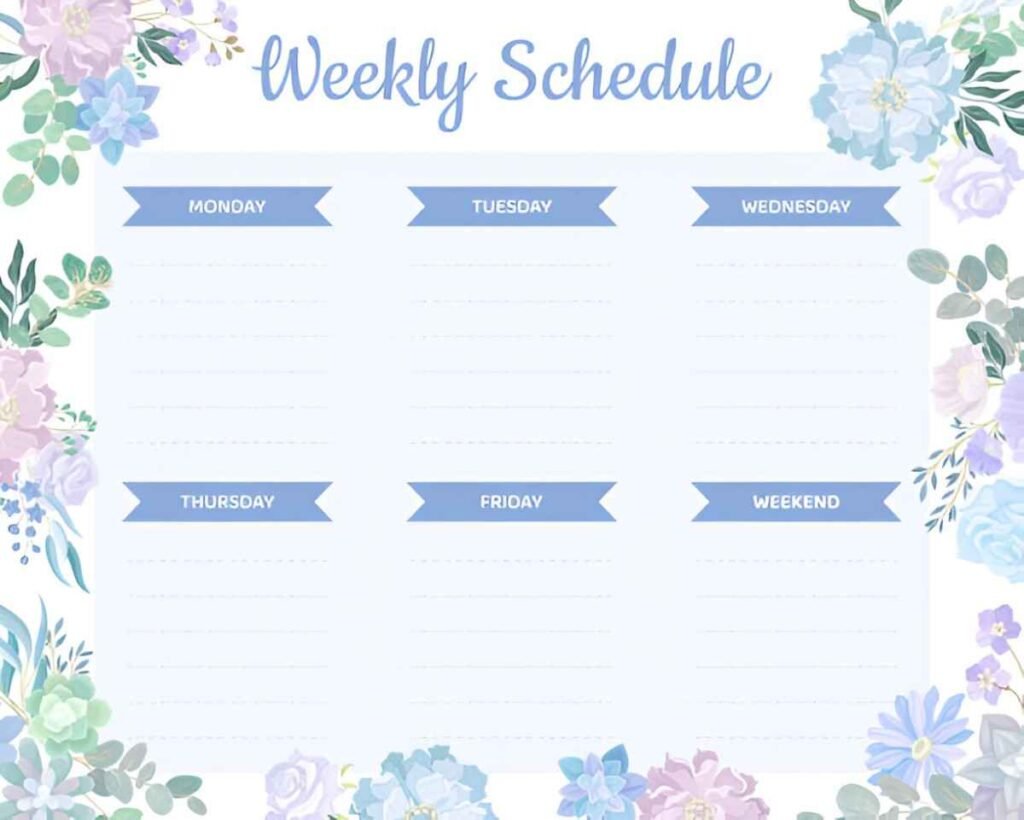 Simple Weekly Schedule Excel Template