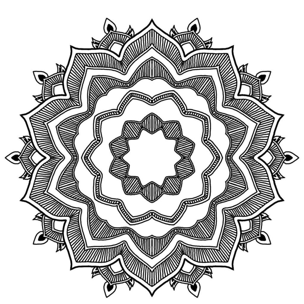 A blank white mandala design, perfect for creative exploration, personal expression, and artistic inspiration