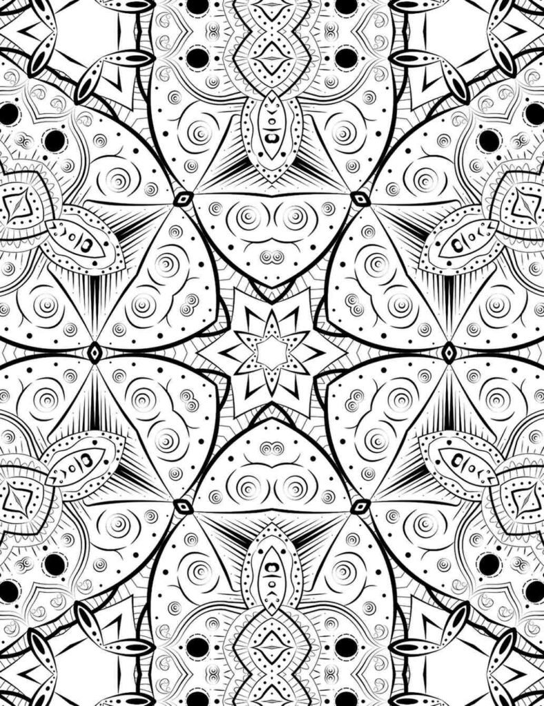 Intricate sacred geometry mandala coloring page for adults, spiritual enlightenment art, psychedelic pattern printable
