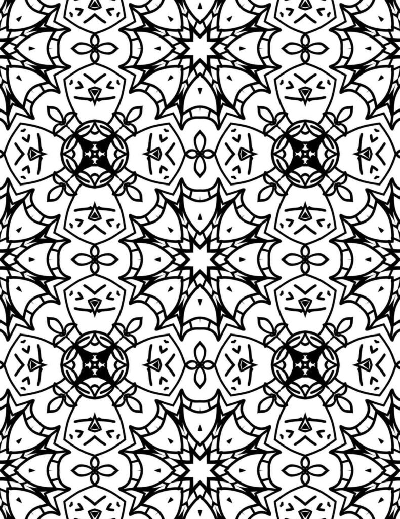 Desert Bloom geometric tribal inspired mandala for adult coloring and crafts