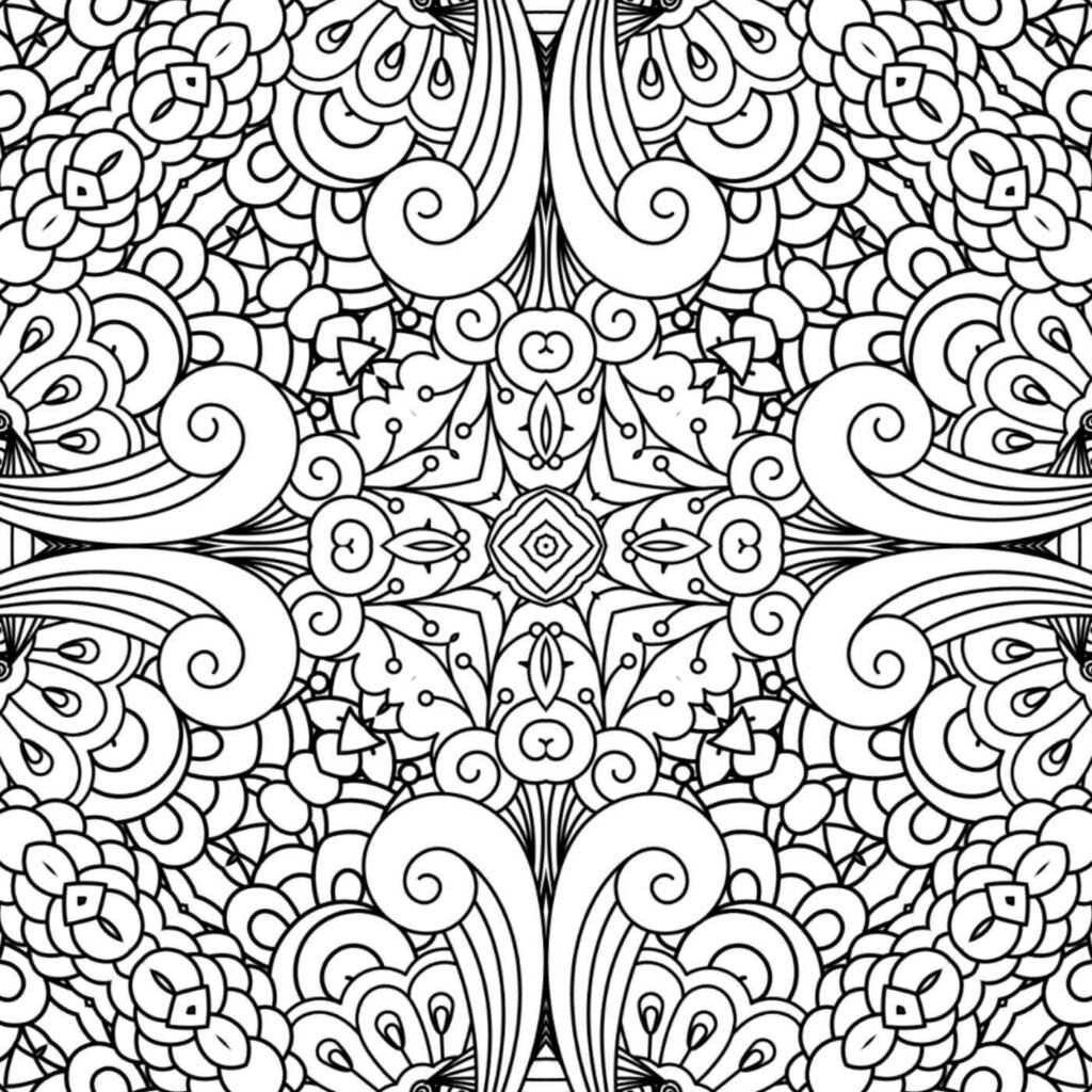 Elegant Ethereal Swirls Mandala Coloring Page for Adults, Stress Relief Art