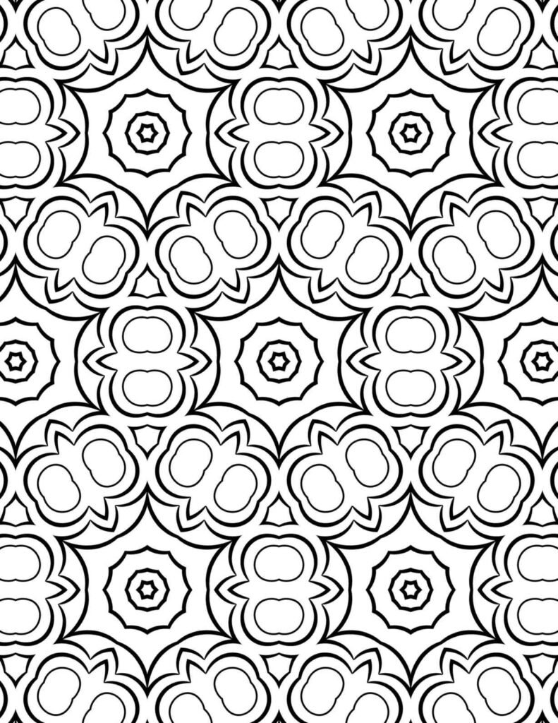 Soft geometric repeating pattern mandala for relaxation and mindful coloring