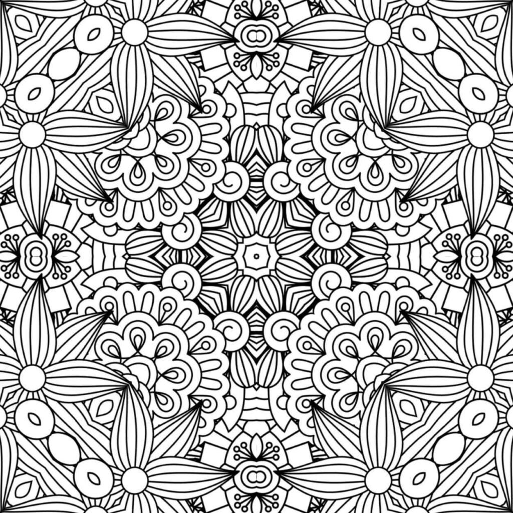 Intricate Floral Petal Mandala for Adult Coloring and Relaxation