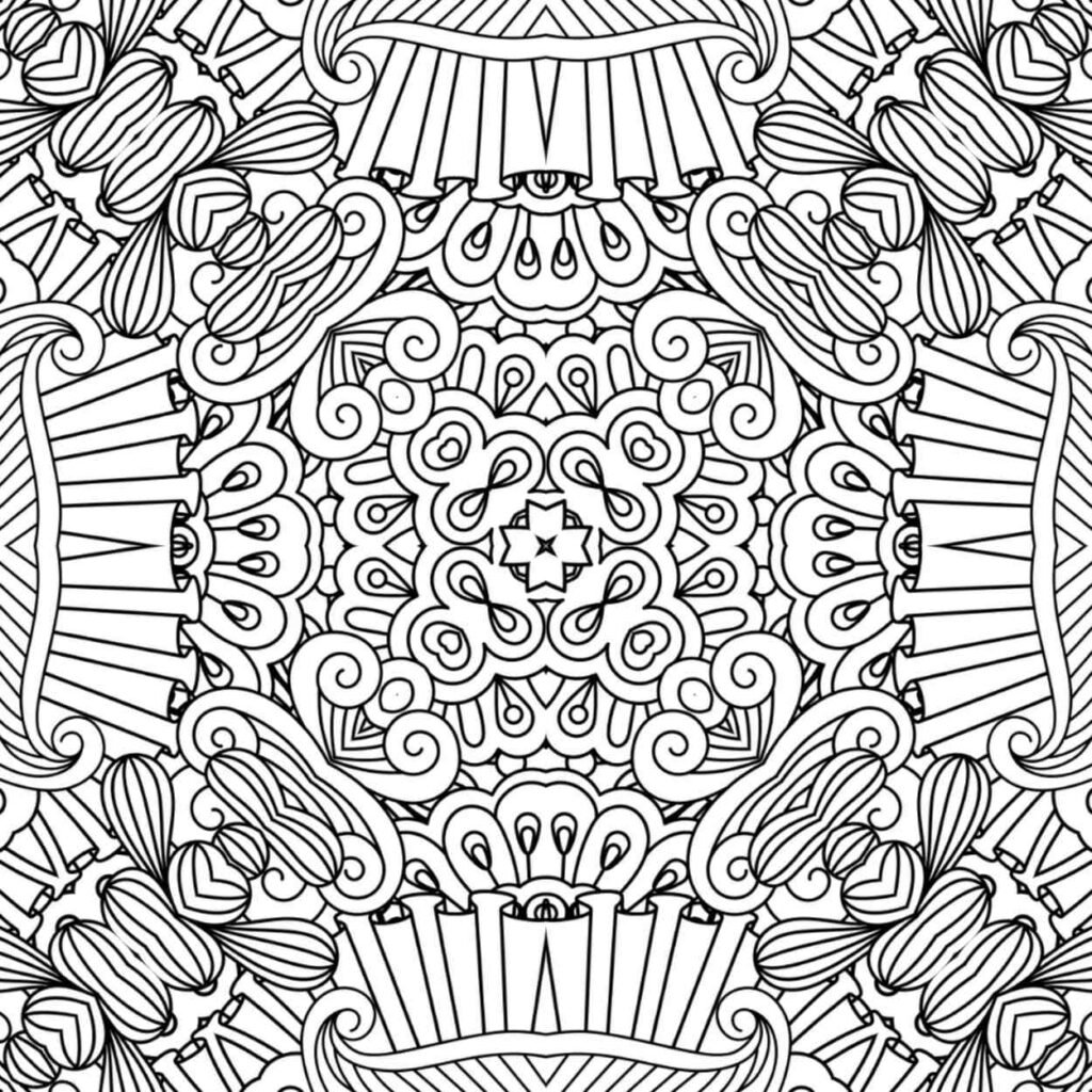 Intricate Swirls Mandala Coloring Page for Mindfulness and Stress Relief