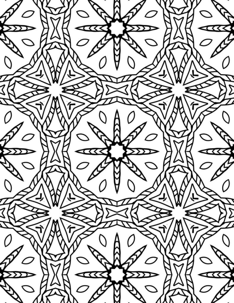 Star Petal radiating geometric almond shape mandala for mindful relaxation and art therapy