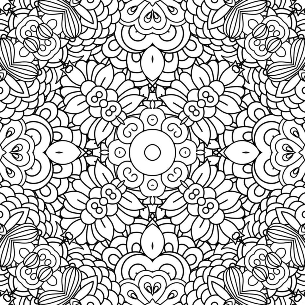 Detailed Zen Petals Mandala Coloring Page for Mindfulness and Stress Relief