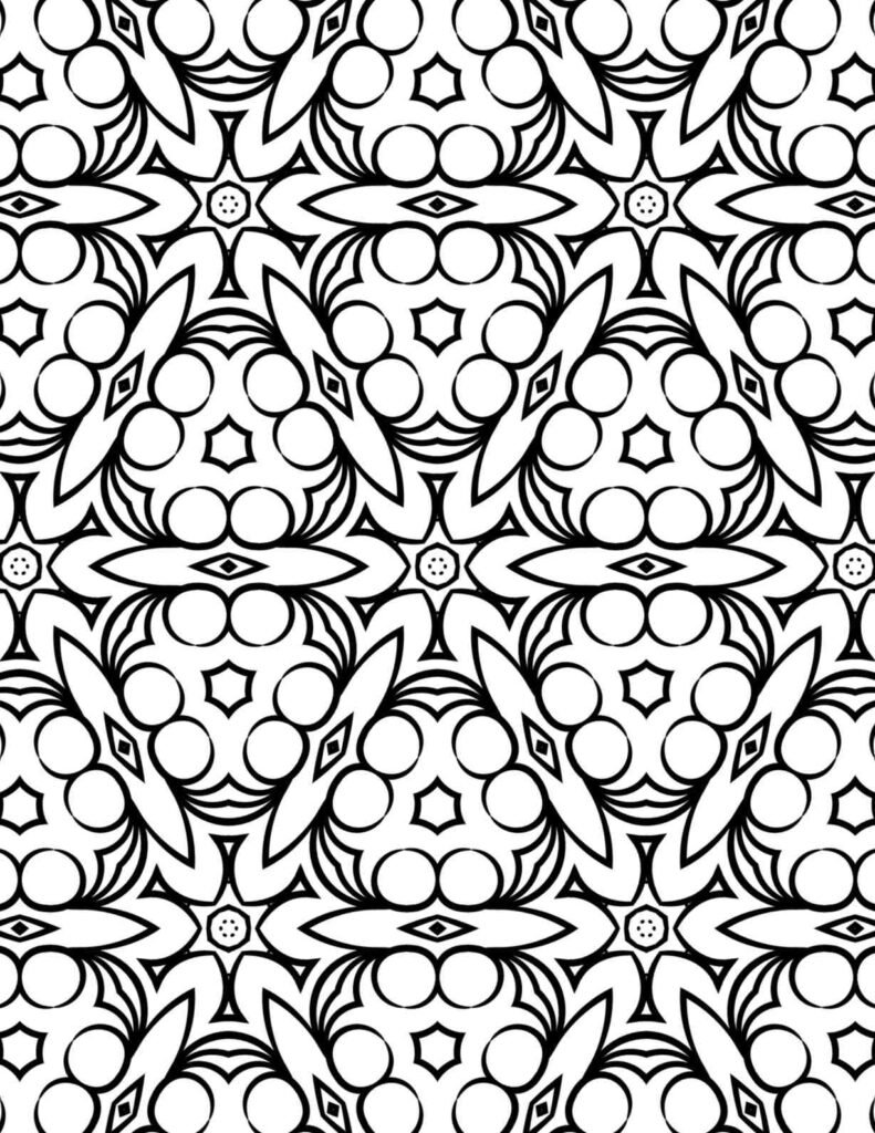 Abstract orbit-inspired black and white mandala with bold geometric curves and circular symmetry