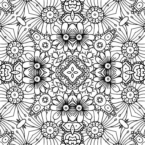 Highly detailed mandala design with intricate floral patterns, abundant petals, and seed-like motifs, symbolizing growth and prosperity.