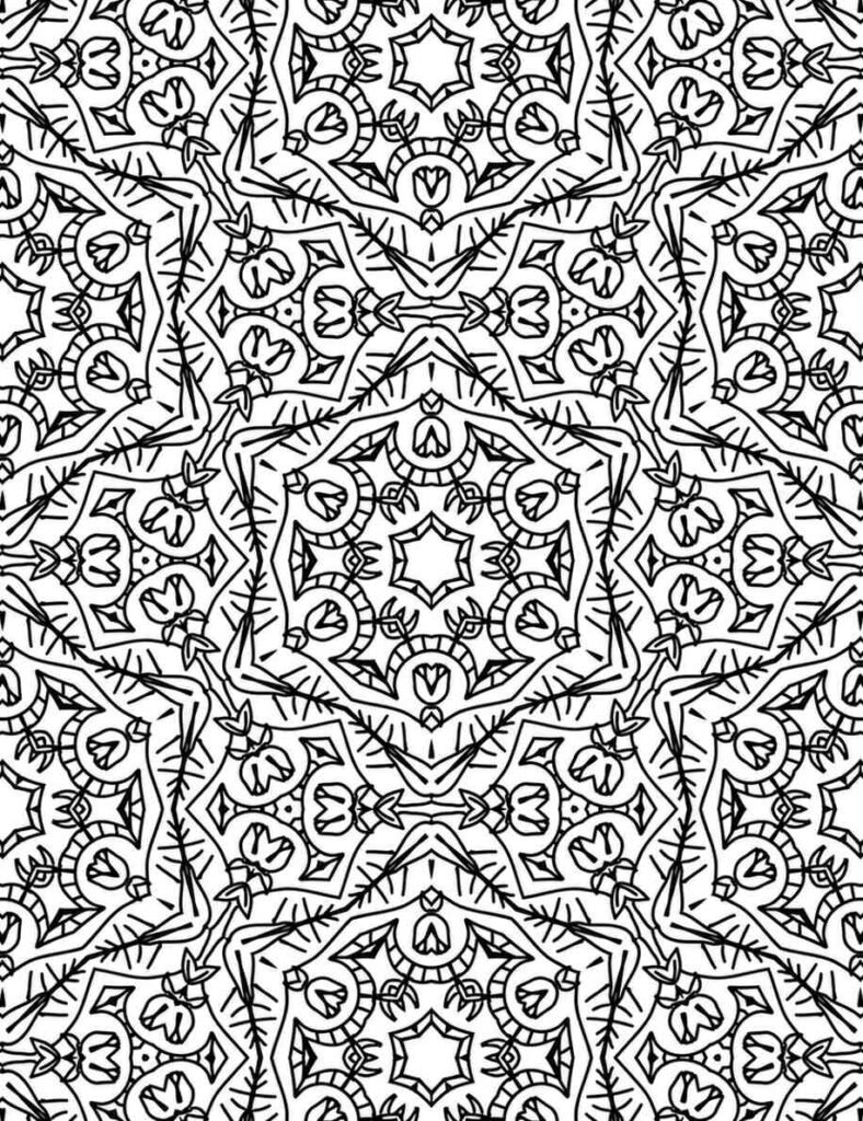 Intricate autumn glow mandala with star and leaf patterns for coloring and mindfulness
