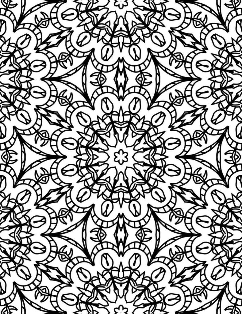 Ornate seamless mandala pattern featuring gothic-style petals, curved edges, and pointed accents