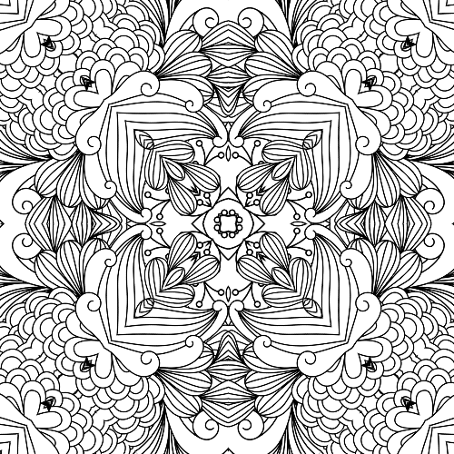 Intricate mandala design featuring blooming floral and paisley patterns for creative coloring and stress relief.