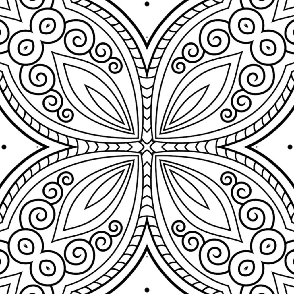 Dynamic swirl mandala coloring page, intricate spirals, stress relief art, printable mandala