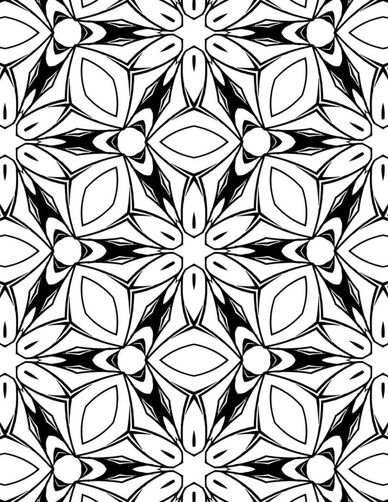 Elegant black-and-white floral mandala design for coloring, meditation, and artistic inspiration