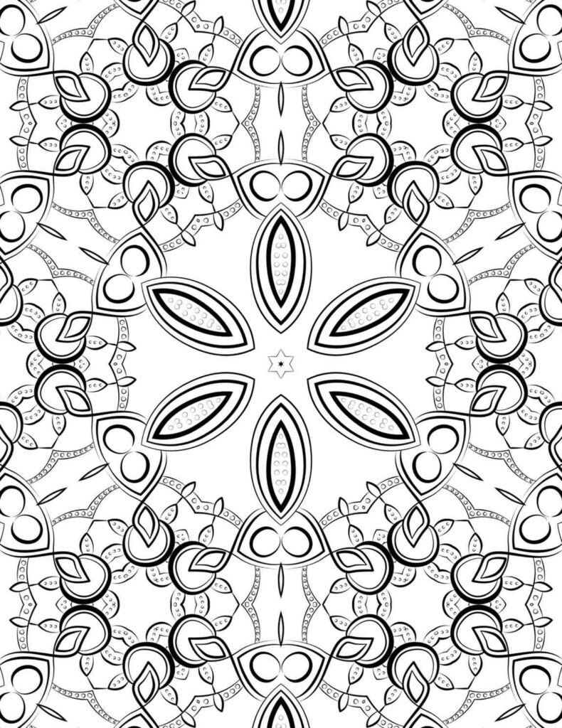 Free printable Petal Whispers mandala design with swirling floral patterns