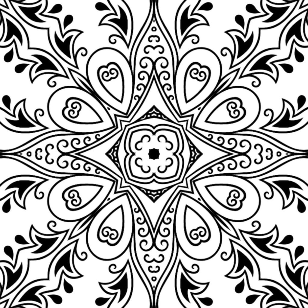 Intricate heart mandala with floral patterns, symbolizing love, compassion, and growth – free download for coloring and meditation.