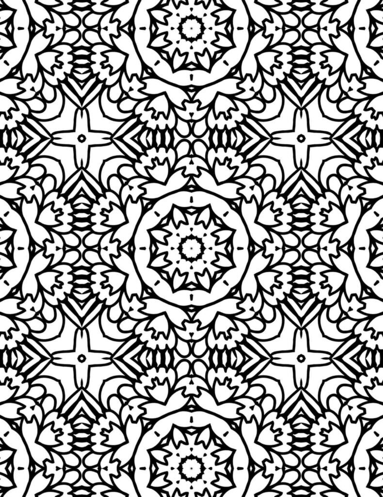 Free printable intricate medallion mandala coloring page with detailed floral motifs and symmetrical patterns, perfect for mindful art and stress relief.