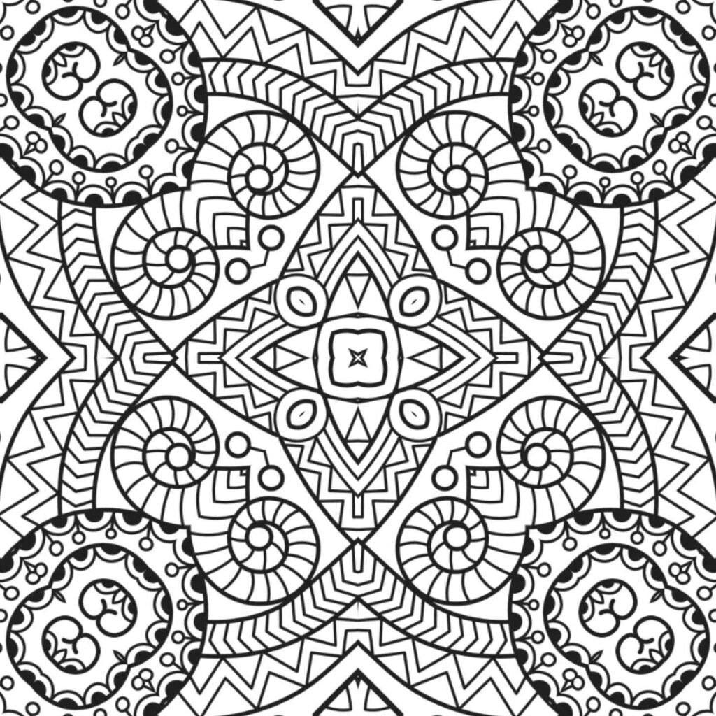 Mystic Compass Mandala with Spirals, Geometric Shapes, and Intricate Details for Adult Coloring, Free Download