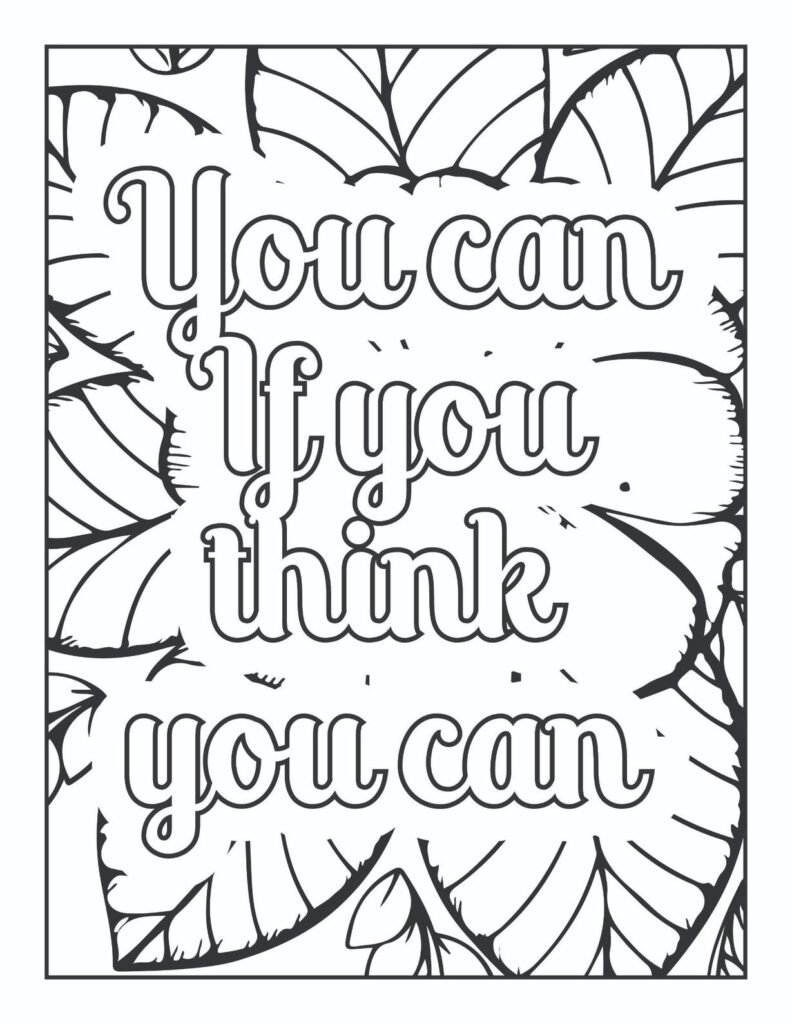 Motivational quote coloring page with 'If you cannot do great things, do small things in a great way' surrounded by whimsical floral and abstract patterns, free printable for mindful living