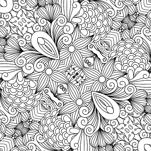 Lush verdant bloom mandala coloring page with rich floral patterns, intricate leaves, and swirling tendrils for creative relaxation.